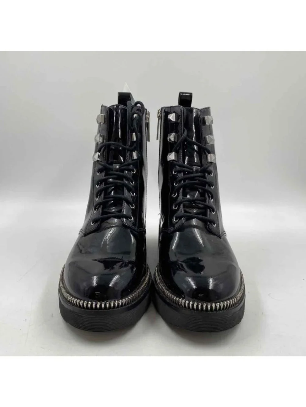 Michael Kors Women's Patent Leather Shoe Size 8.5 Dark Navy Blue Solid Boots